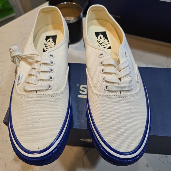 Vans Premium Authentic 44 White Blue DUCK CANVAS Mens Size 10 VN000EBNZ5D NEW - Picture 4 of 9
